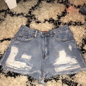 Ripped denim shorts